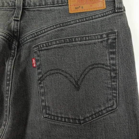 Levi's Premium 501 Skinny Button Fly Denim Jeans Womens SZ 28x28 Gray Distressed - Picture 7 of 16